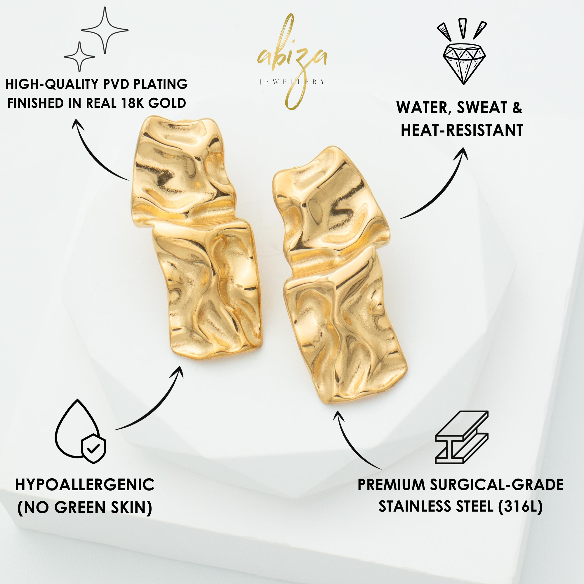 Crinkle Large Stud Earrings