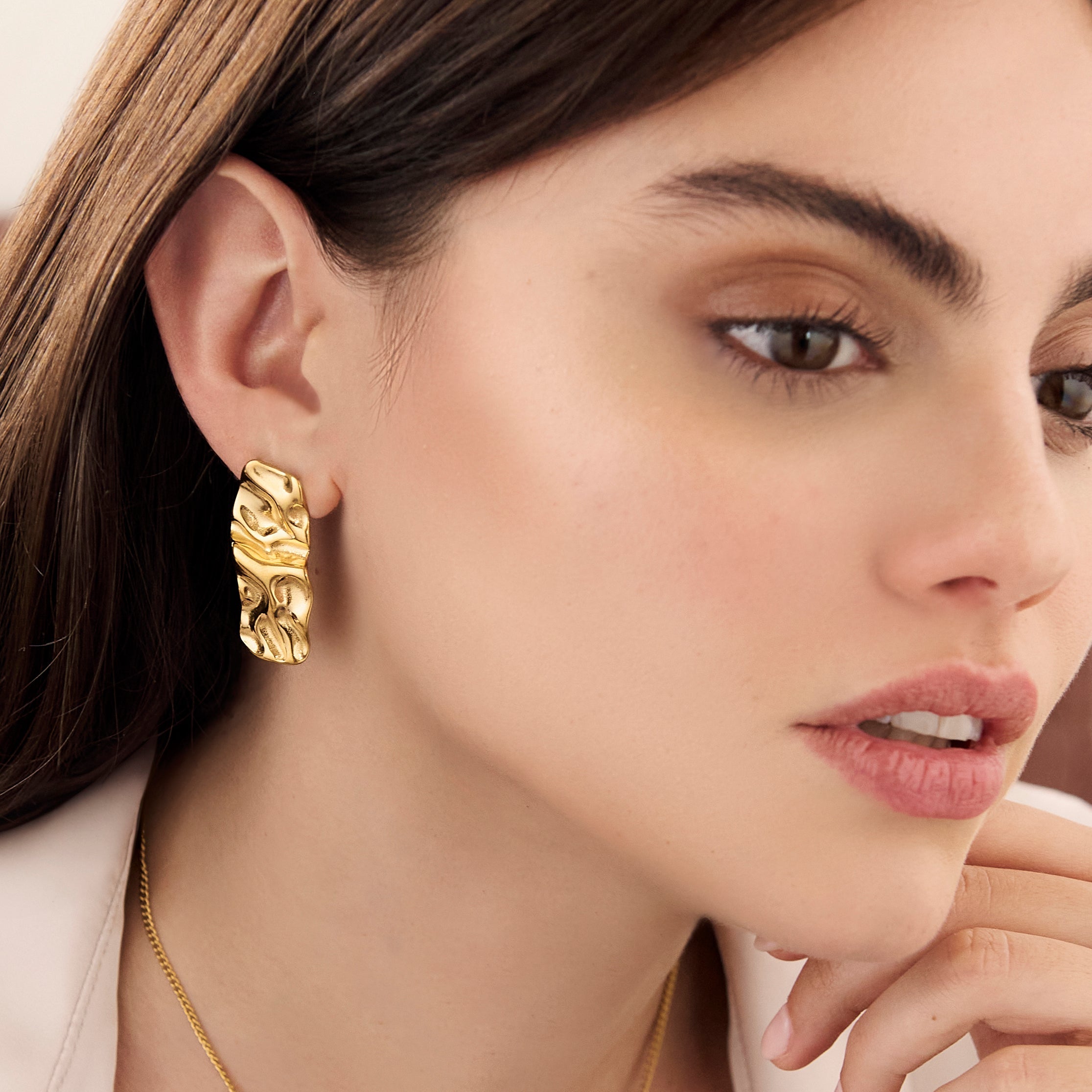 Crinkle Large Stud Earrings