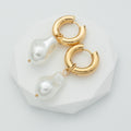 Pearl Hoop Earrings Gold 