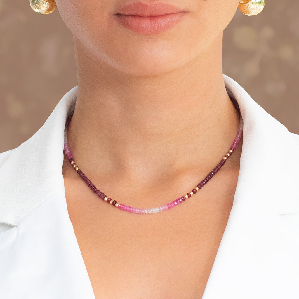 Ombré Ruby Bead Necklace