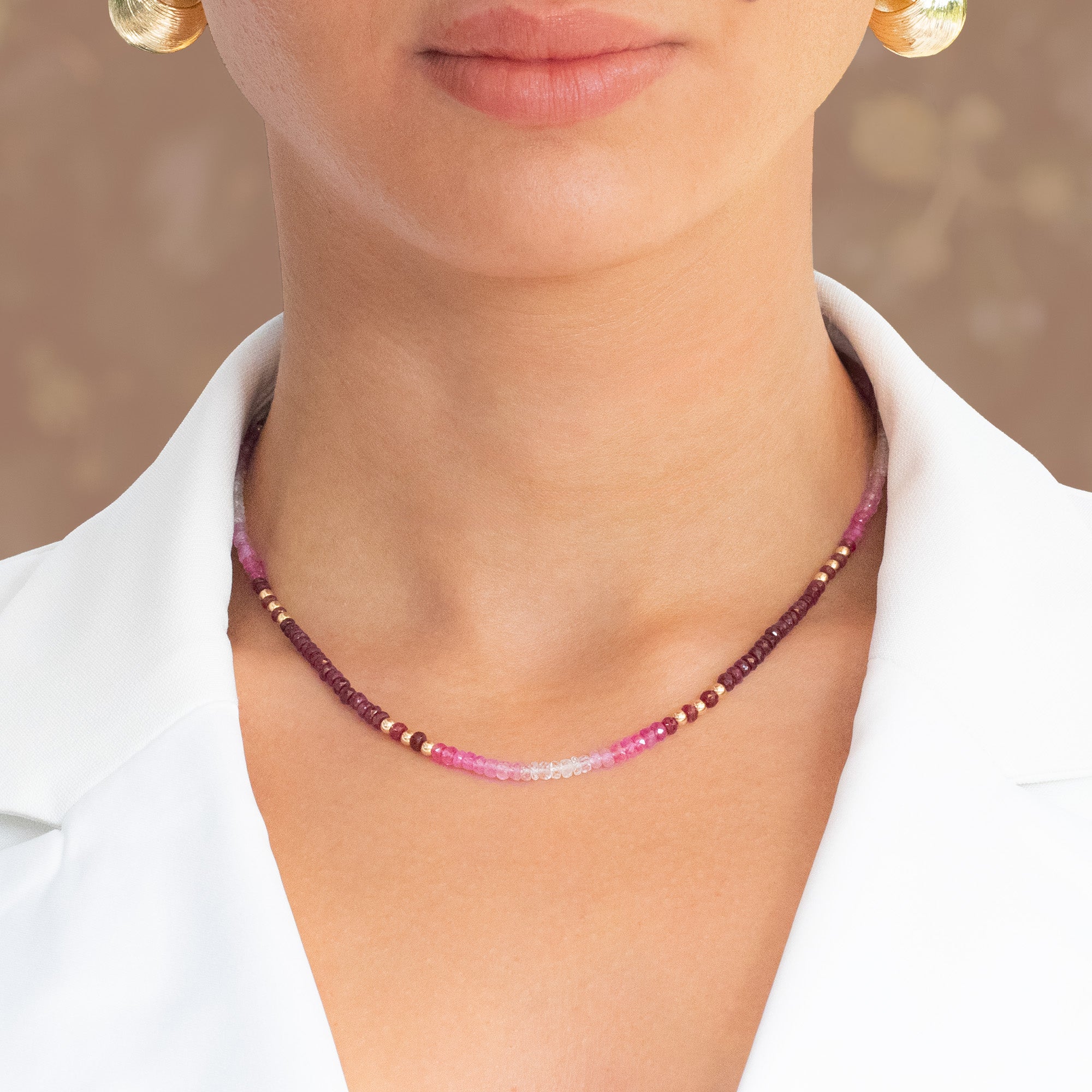 Ombré Ruby Bead Necklace