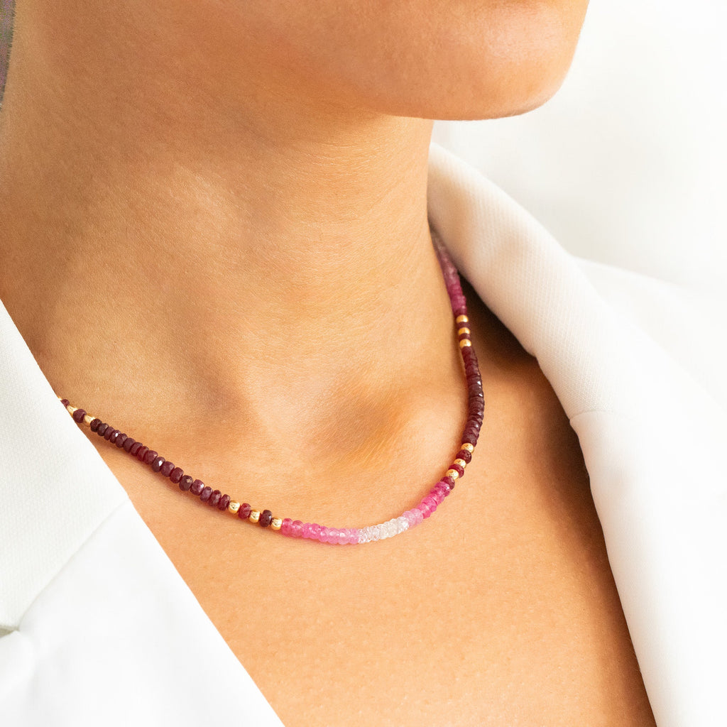 Ombré Ruby Bead Necklace