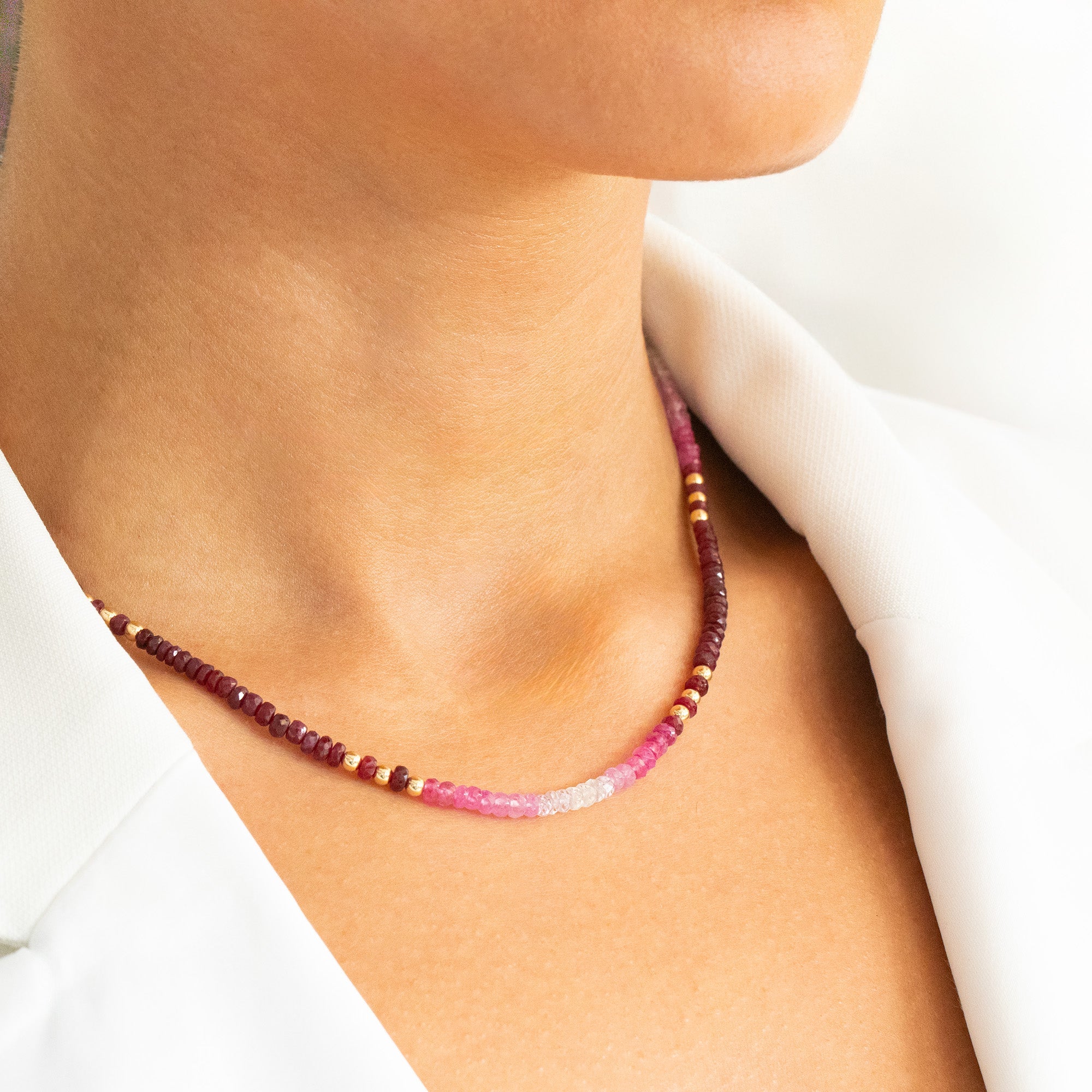 Ombré Ruby Bead Necklace