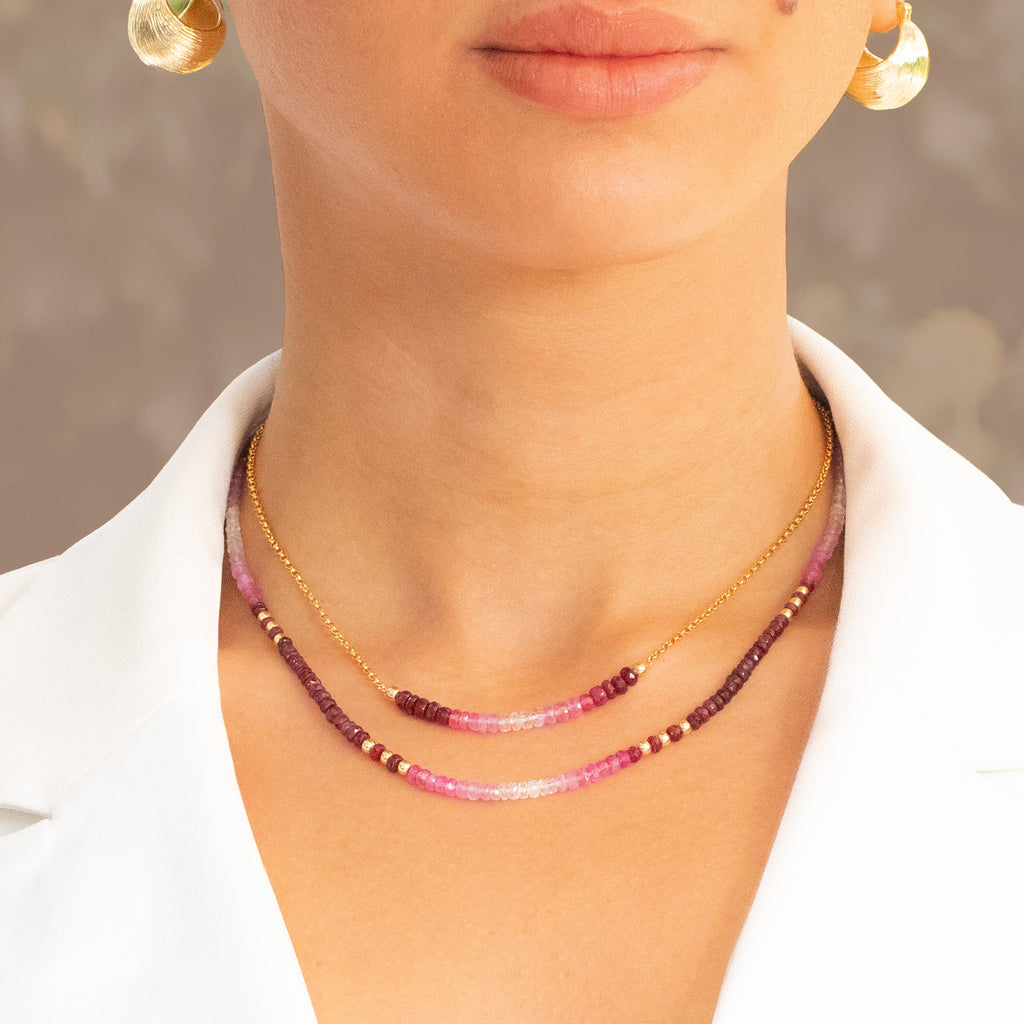 Ombré Ruby Bead Necklace