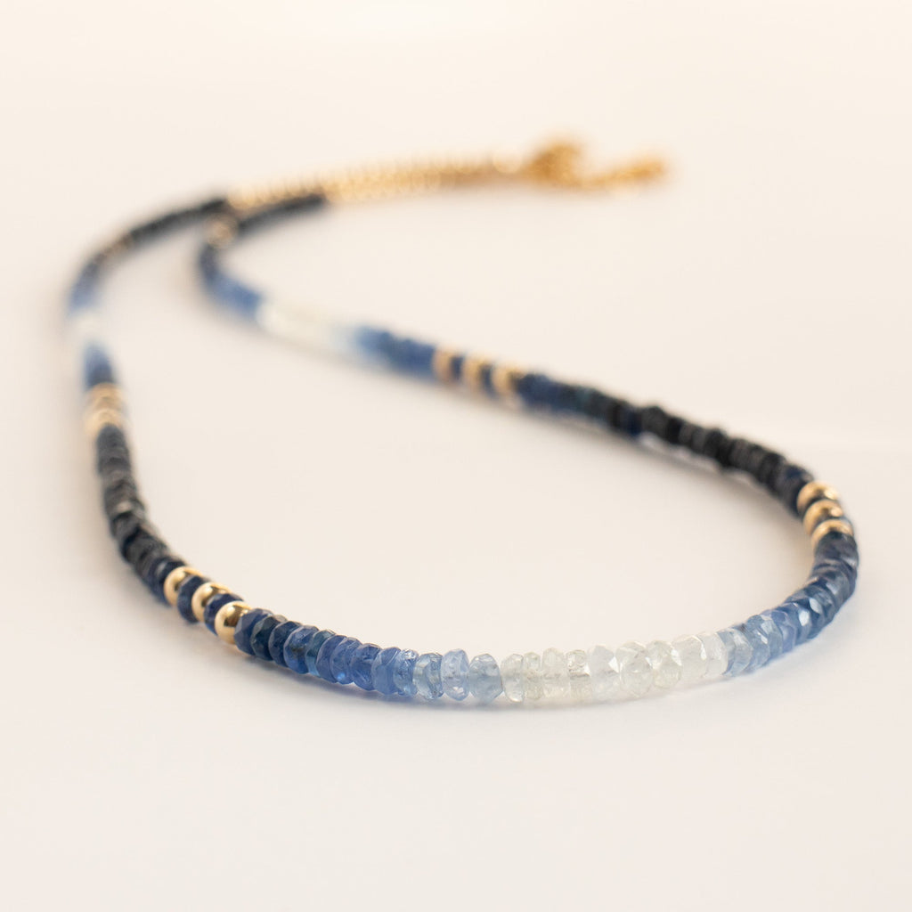 Ombré Blue Sapphire Beaded Necklace