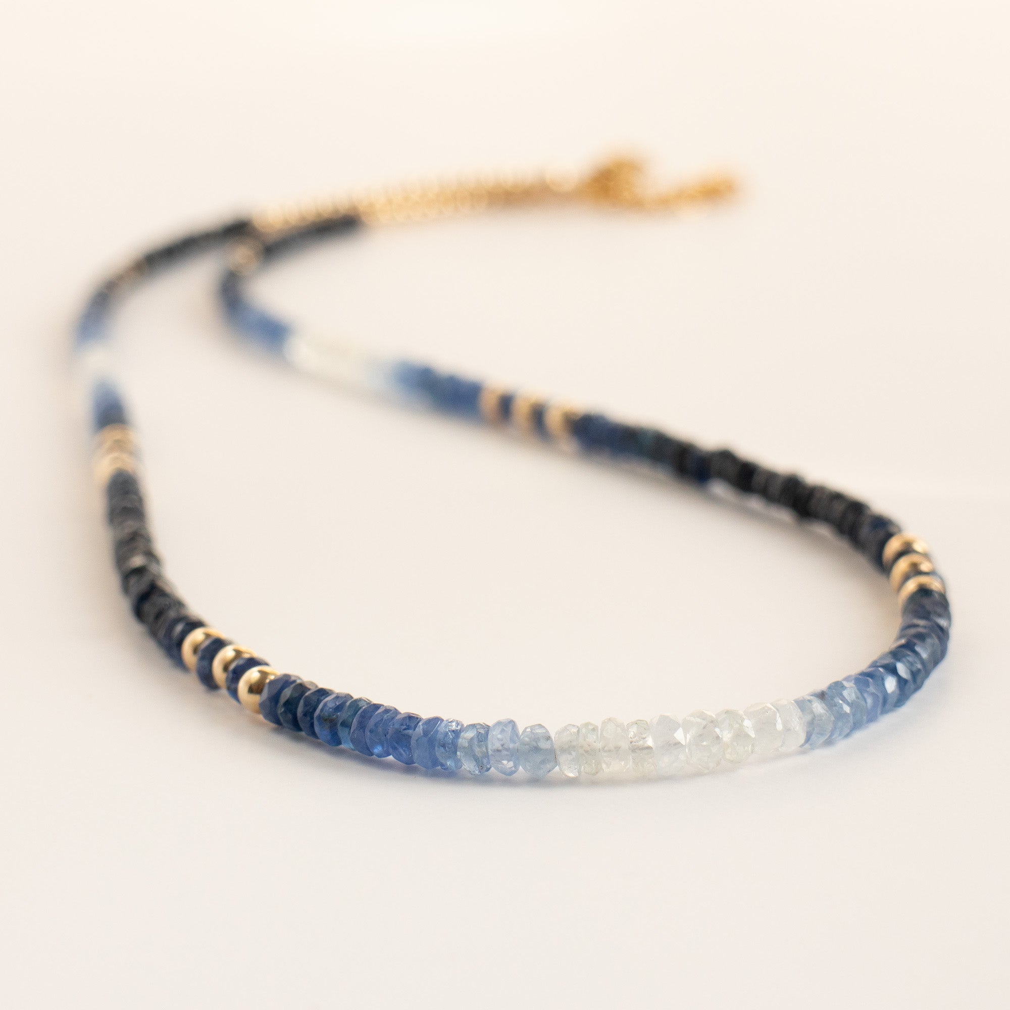 Ombré Blue Sapphire Beaded Necklace