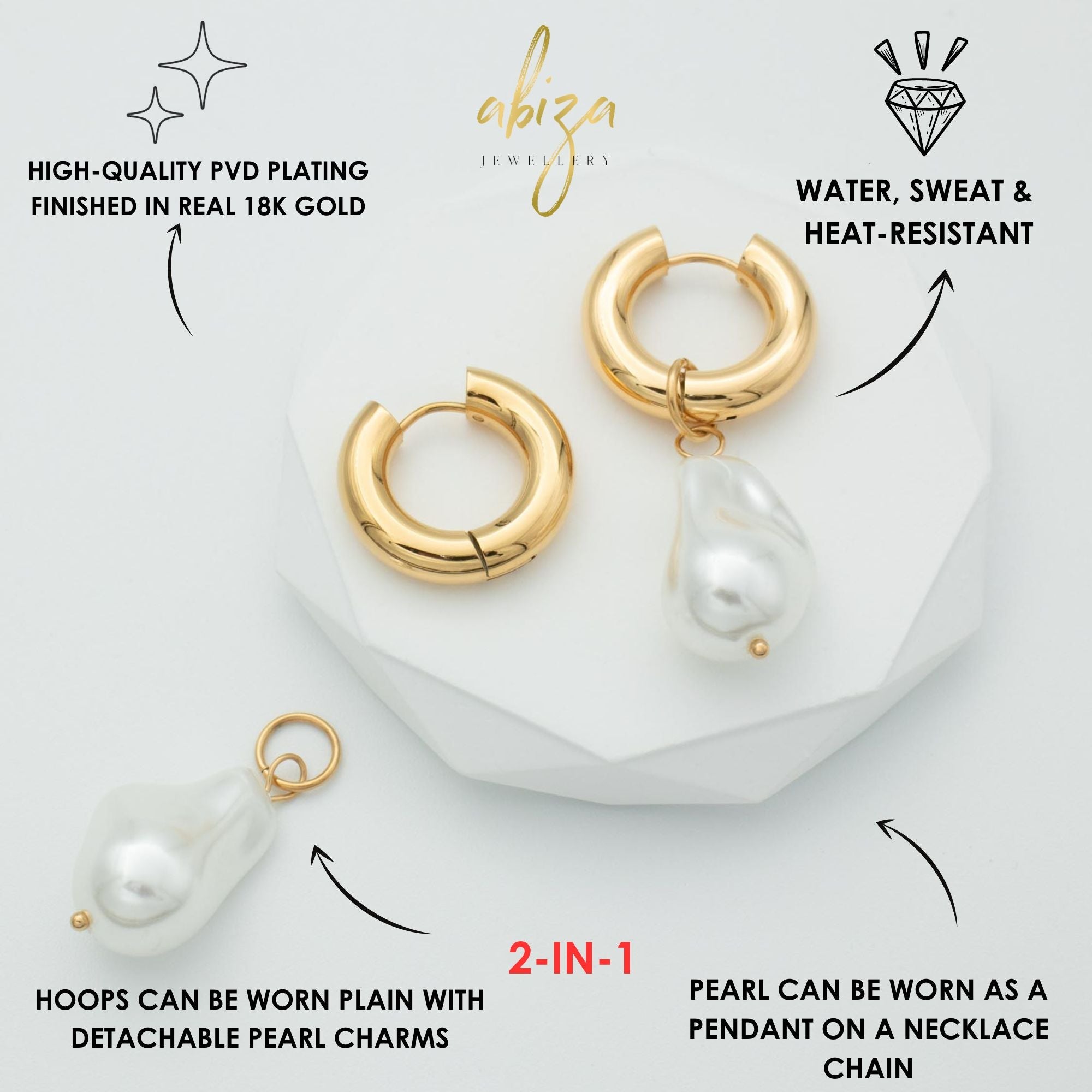 Gold Pearl Hoop Earrings